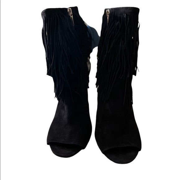 Sam Edelman Arizona Tassel Peep Toe Heel Black - Picture 3 of 11